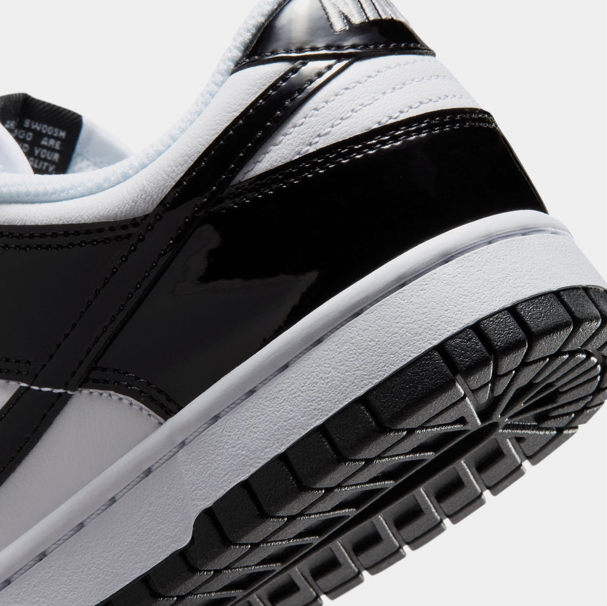 Dunk Low SE Patent Leather Womens Lifestyle Shoes (White/Black/Metallic Silver) - sneakers - view 6